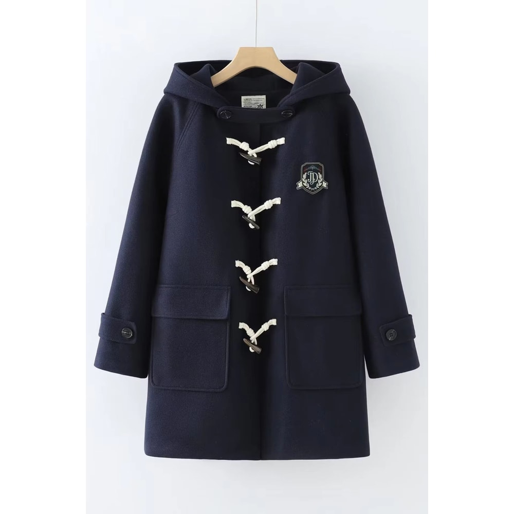 Winter Navy Collar Preppy Style Wool Coat For Women Elegant Long Womens Winter Peacoat 25
