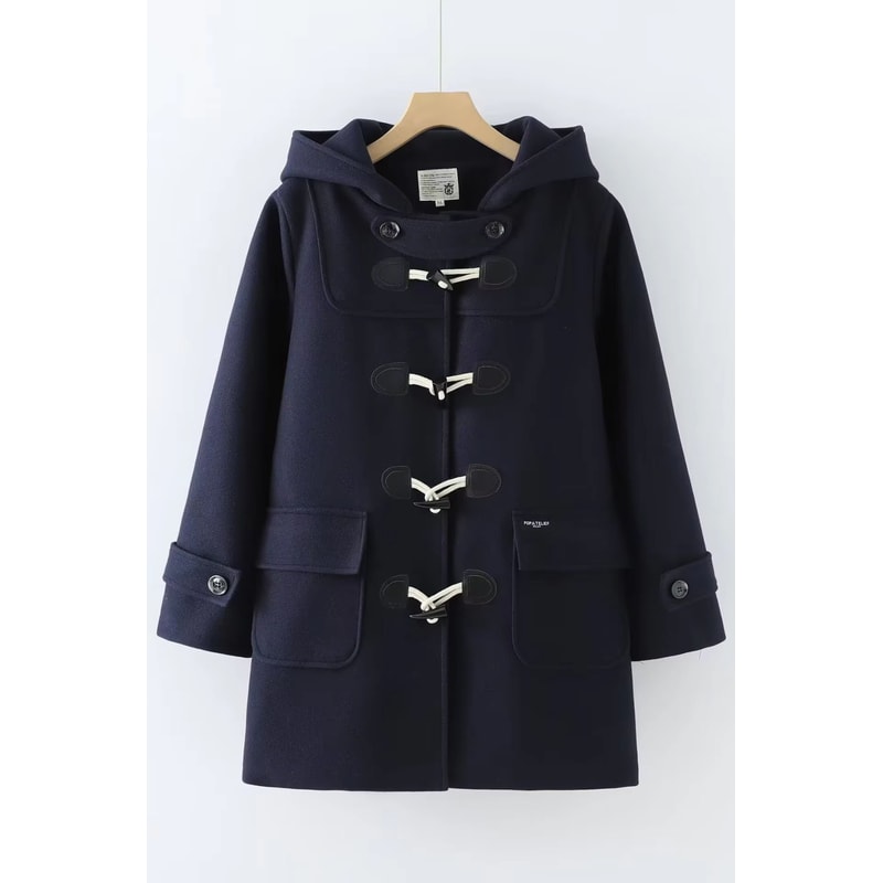 Winter Navy Collar Preppy Style Wool Coat For Women Elegant Long Womens Winter Peacoat 27