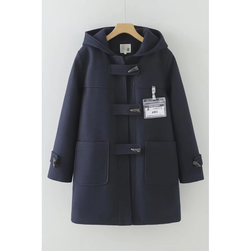Winter Navy Collar Preppy Style Wool Coat For Women Elegant Long Womens Winter Peacoat 28