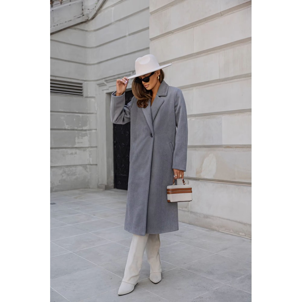 Elegant Womens Trench Coat MidLong Winter Pea Coat With Notched Lapel And Pockets 3