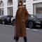 Elegant Womens Trench Coat MidLong Winter Pea Coat With Notched Lapel And Pockets 11