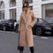 Elegant Womens Trench Coat MidLong Winter Pea Coat With Notched Lapel And Pockets 6