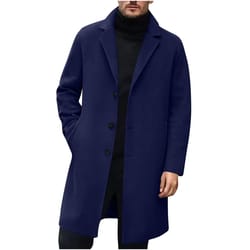 luxury men's wool blend coat – classic men's trench pea coat mid-length winter overcoat