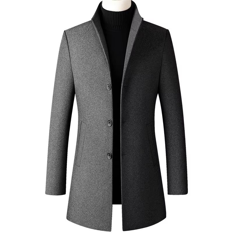 Oversized Mens Wool Pea Coat Classic Mens Wool Overcoat Business Casual Winter Jacket 4XL 9