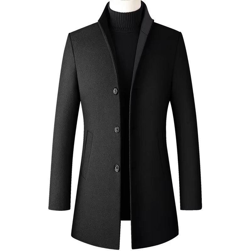 Oversized Mens Wool Pea Coat Classic Mens Wool Overcoat Business Casual Winter Jacket 4XL 2