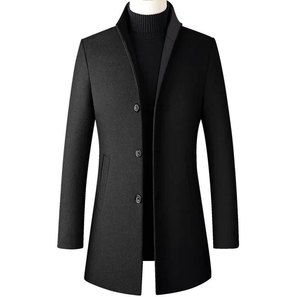 Oversized Mens Wool Pea Coat Classic Mens Wool Overcoat Business Casual Winter Jacket 4XL 6
