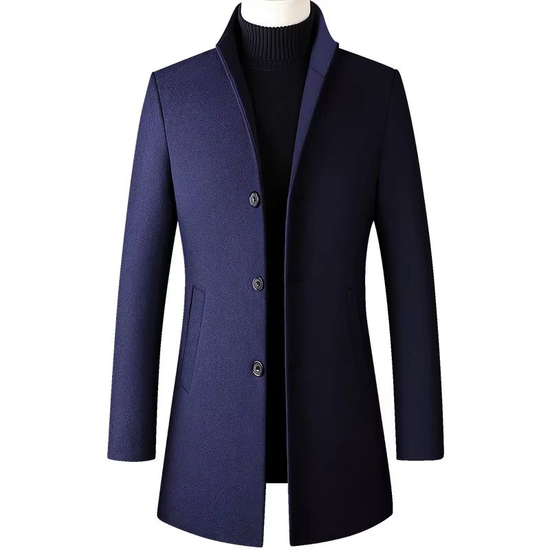 Oversized Mens Wool Pea Coat Classic Mens Wool Overcoat Business Casual Winter Jacket 4XL 8