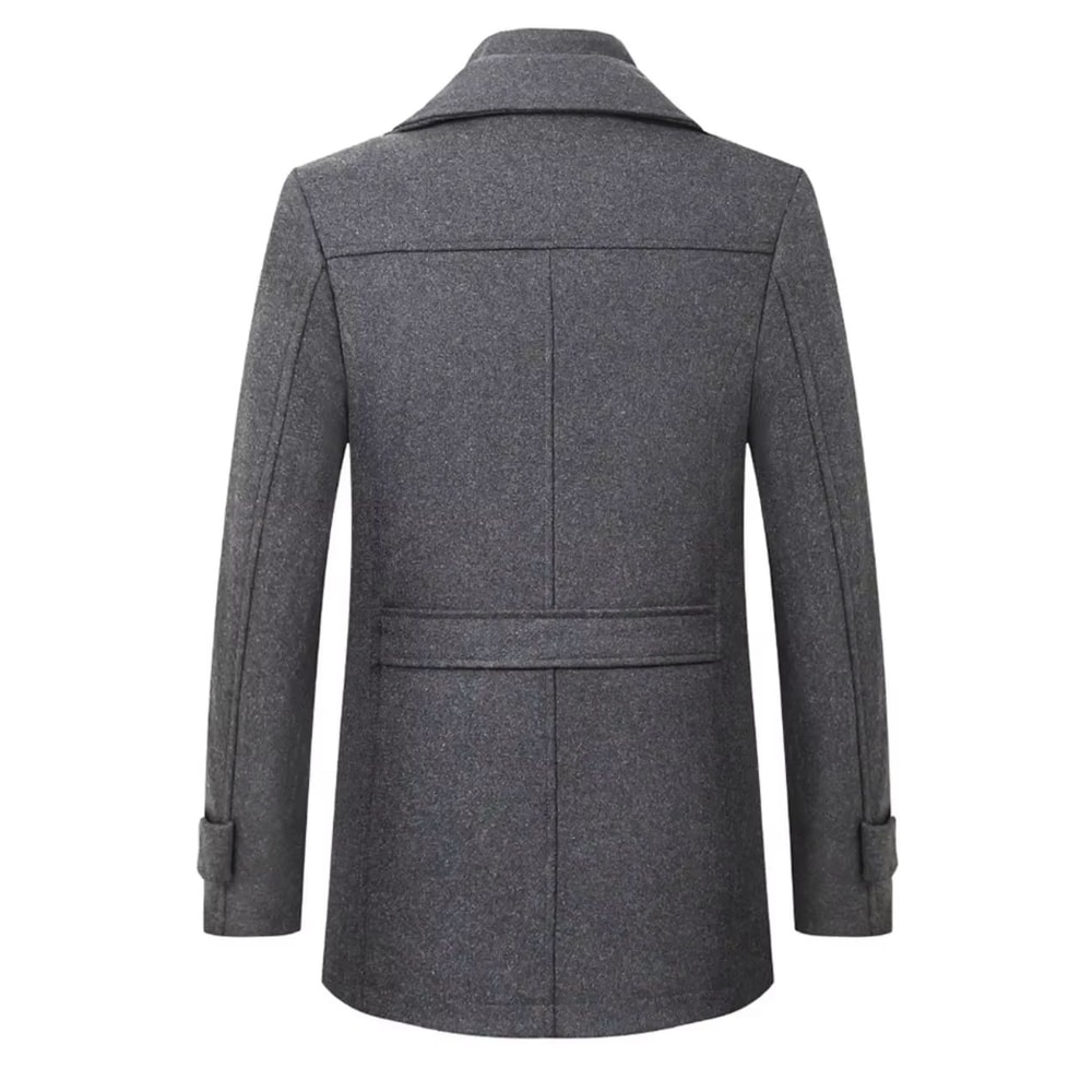 Classic Double Collar Mens Pea Coat Elegant Mens Woolen Trench Coat Winter Overcoat 1