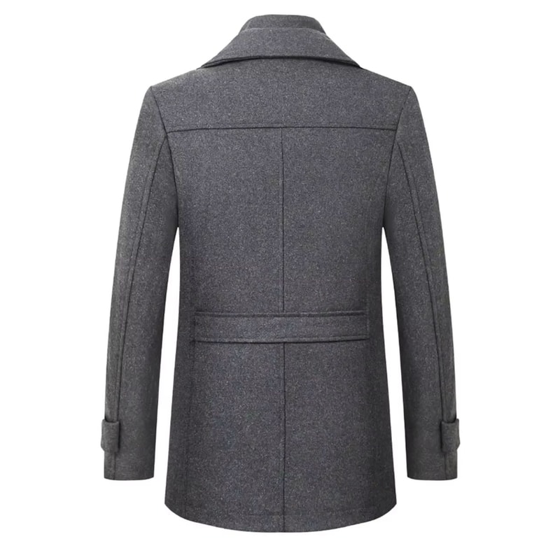 Classic Double Collar Mens Pea Coat Elegant Mens Woolen Trench Coat Winter Overcoat 1