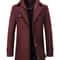 Classic Double Collar Mens Pea Coat Elegant Mens Woolen Trench Coat Winter Overcoat 4