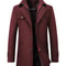 Classic Double Collar Mens Pea Coat Elegant Mens Woolen Trench Coat Winter Overcoat 4