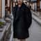 Contrast Detail Mens Wool Pea Coat Classic Double Breasted Pea Coat Winter Overcoat 3