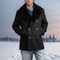 Contrast Detail Mens Wool Pea Coat Classic Double Breasted Pea Coat Winter Overcoat 6
