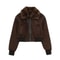 Casual Womens Stand Collar Jacket Loose DoubleSided Winter Coat With Contrast Strap Detail 0