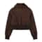 Casual Womens Stand Collar Jacket Loose DoubleSided Winter Coat With Contrast Strap Detail 1
