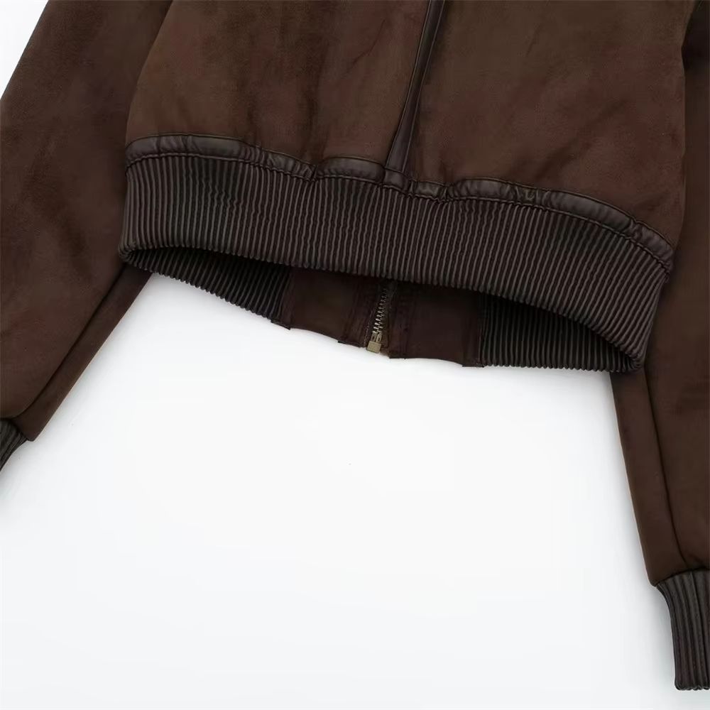 Casual Womens Stand Collar Jacket Loose DoubleSided Winter Coat With Contrast Strap Detail 5