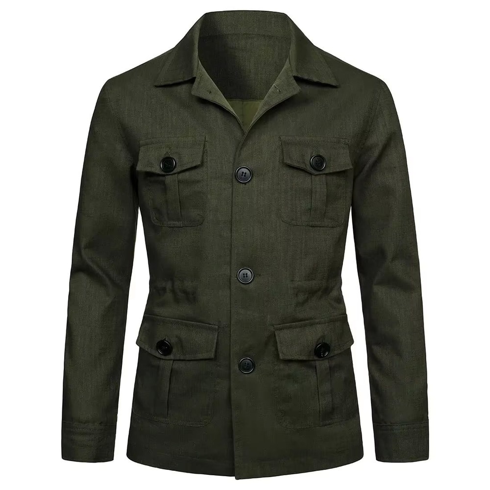 Retro Mens Linen Safari Jacket Classic British Style Safari Jacket With MultiPocket Utility Design 9
