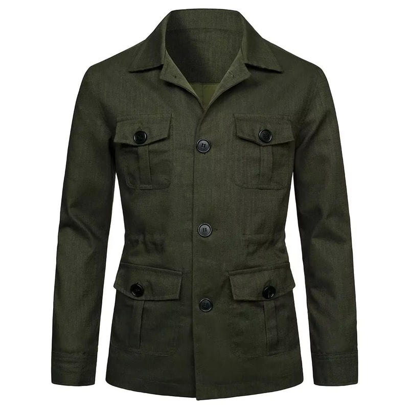 Retro Mens Linen Safari Jacket Classic British Style Safari Jacket With MultiPocket Utility Design 9
