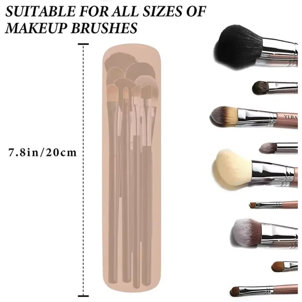 Portable Silicone Makeup Brush Holder Waterproof Travel Makeup Brush Case With Sponge Storage 3