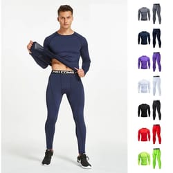 men's motocross compression suit quick dry motorcycle base layer breathable long sleeve performance top & pants set