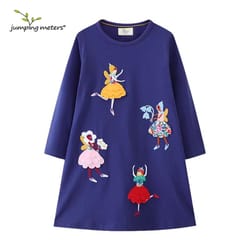 jumping meters princess girls dress long sleeve toddler party dress animal applique polka dot kids princess dress