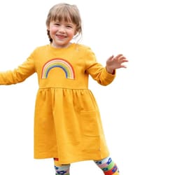 jumping meters rainbow sweater dress long sleeve girls cotton dress autumn winter toddler party dress