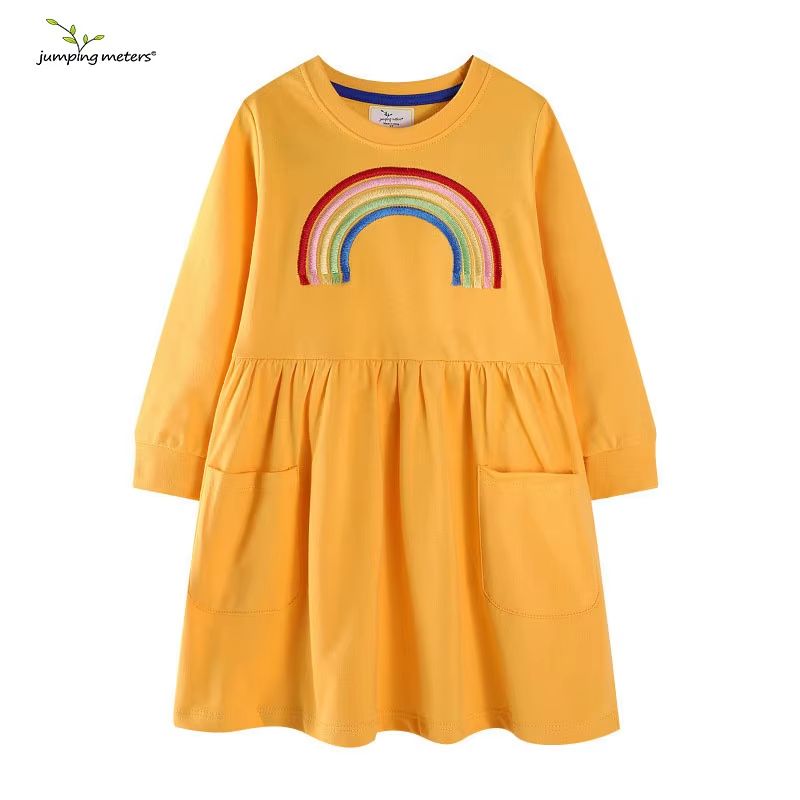 Jumping Meters Rainbow Sweater Dress Long Sleeve Girls Cotton Dress Autumn Winter Toddler Party Dre 7