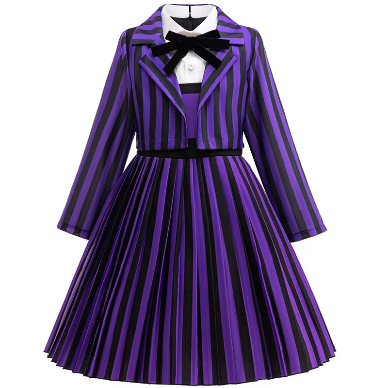 Girls Wednesday Cosplay Costume 2Piece Enid Sinclair Costume Kids Halloween Party Wednesday Dress U 2