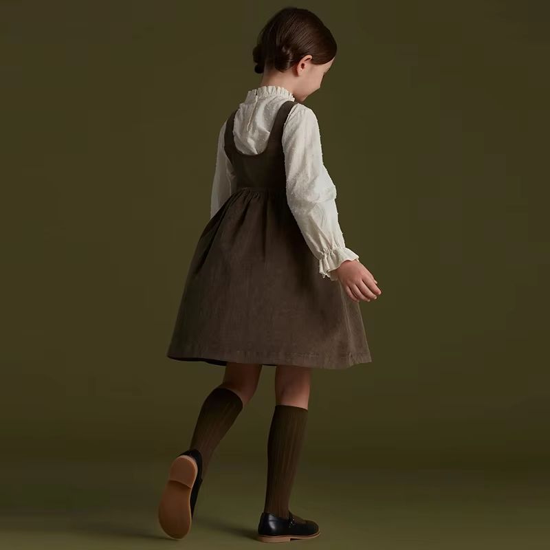 Retro Girls Corduroy Dress Adjustable Strap Toddler Pinafore Dress Sleeveless Casual Kids Corduroy 2