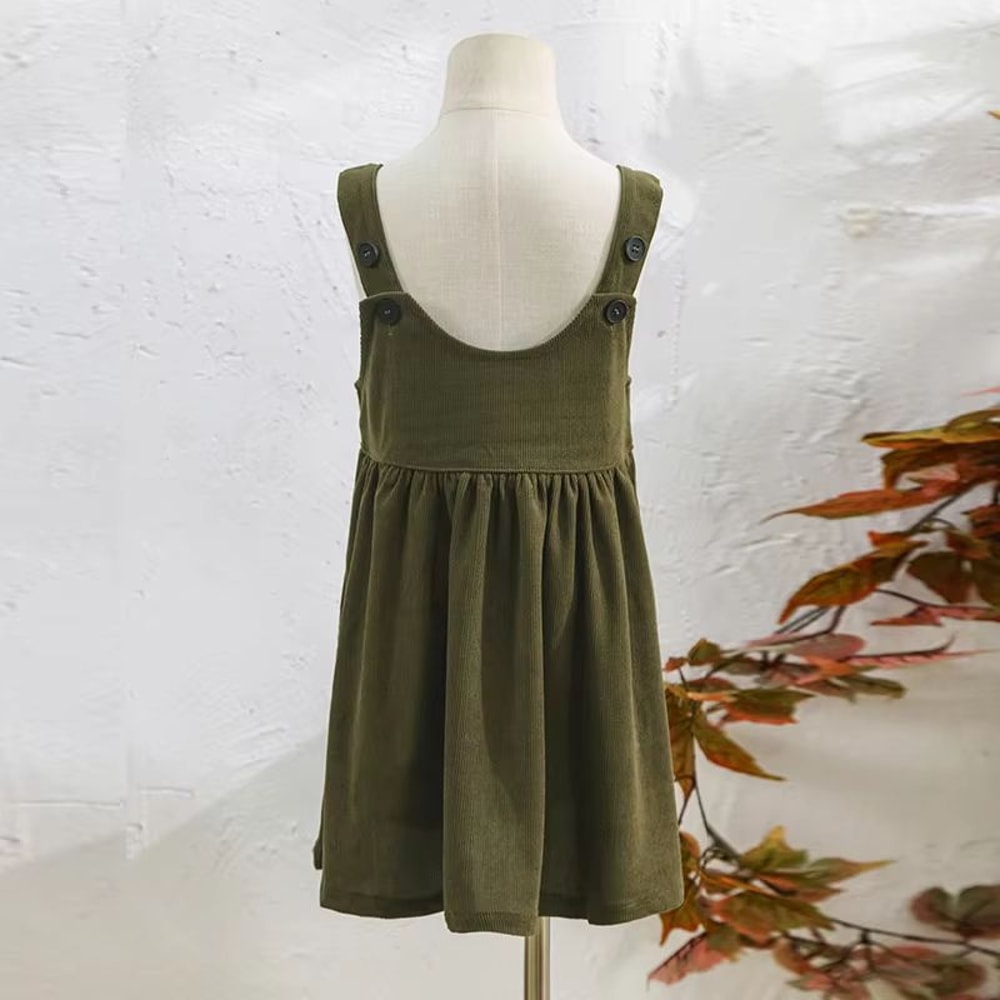Retro Girls Corduroy Dress Adjustable Strap Toddler Pinafore Dress Sleeveless Casual Kids Corduroy 7