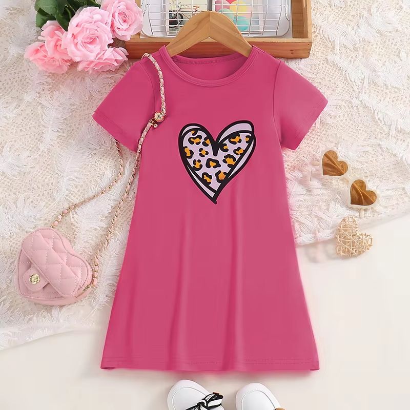 Girls Leopard Print Dress Casual Summer Girls Knitted Dress Short Sleeve Kids Summer Dress 5