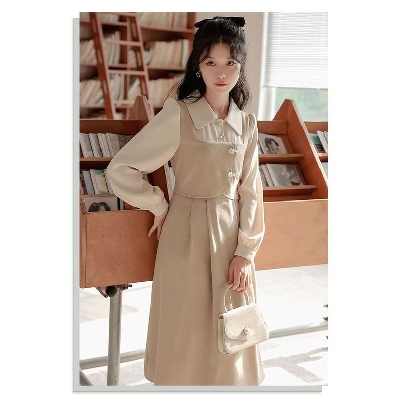 Elegant Chinese Style Red Dress Faux Two Piece Cheongsam Inspired Dress Slim Fit Red Party Dress Fo 4