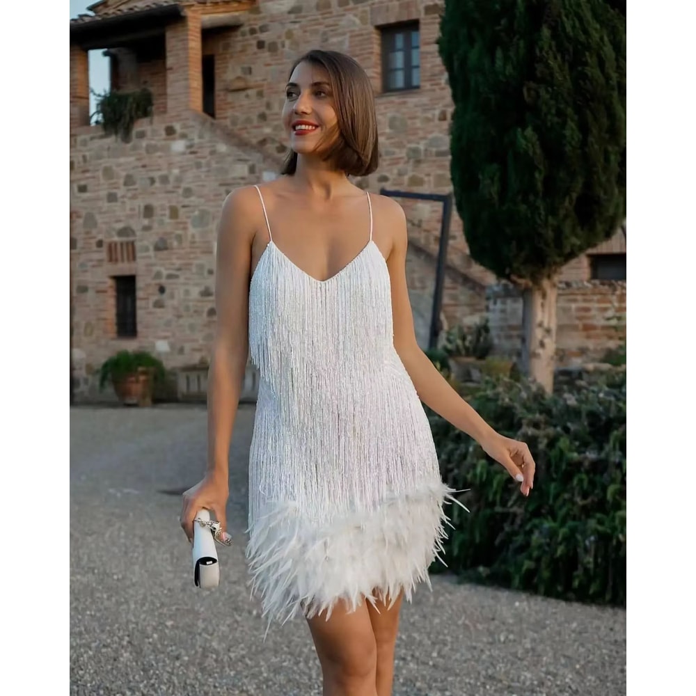 Colorful Sequin Feather Dress Sleeveless Feather Patchwork Dress Sparkly Womens Party Sequin Dress 11