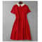 Elegant Red A Line Dress Doll Collar Slim Fit Women Dress Soft Vintage Style Red Dress 5