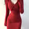 Elegant Red Crochet Knit Dress Vintage Bodycon Midi Dress Luxury Womens Knit Bodycon Dress 0