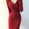 Elegant Red Crochet Knit Dress Vintage Bodycon Midi Dress Luxury Womens Knit Bodycon Dress 3