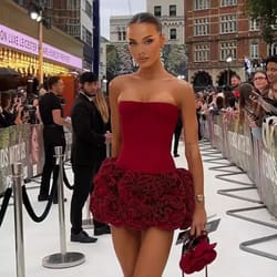 mingmingxi strapless red cocktail dress lace up back luxury red mini dress elegant women party mini dress