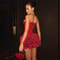 Mingmingxi Strapless Red Cocktail Dress Lace Up Back Luxury Red Mini Dress Elegant Women Party Mini 1