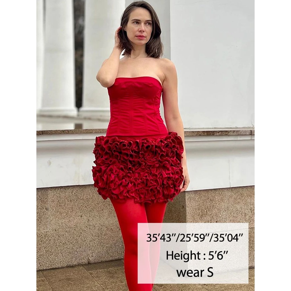 Mingmingxi Strapless Red Cocktail Dress Lace Up Back Luxury Red Mini Dress Elegant Women Party Mini 2