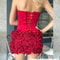 Mingmingxi Strapless Red Cocktail Dress Lace Up Back Luxury Red Mini Dress Elegant Women Party Mini 3