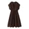 KONDALA Vintage V Neck Dress Sleeveless Single Breasted Women Dress Chic Brown Summer Dress 9