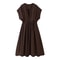 KONDALA Vintage V Neck Dress Sleeveless Single Breasted Women Dress Chic Brown Summer Dress 9