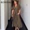 KONDALA Vintage V Neck Dress Sleeveless Single Breasted Women Dress Chic Brown Summer Dress 1
