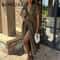 KONDALA Vintage V Neck Dress Sleeveless Single Breasted Women Dress Chic Brown Summer Dress 3