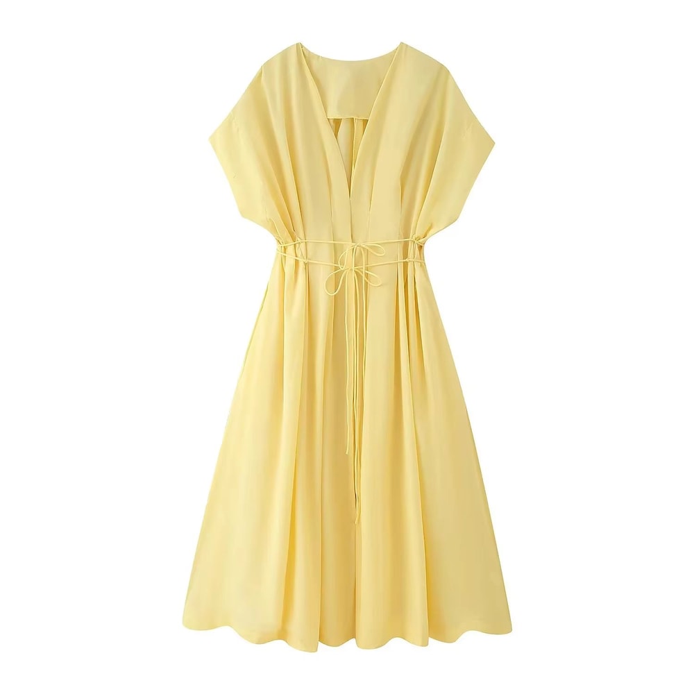 KONDALA Vintage V Neck Dress Sleeveless Single Breasted Women Dress Chic Brown Summer Dress 8