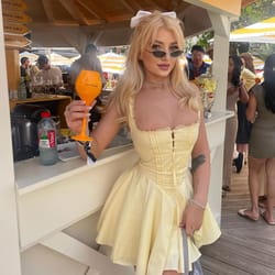 mingmingxi yellow a line party dress lace up back hollow out summer dress elegant women holiday dress