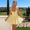 Mingmingxi Yellow A Line Party Dress Lace Up Back Hollow Out Summer Dress Elegant Women Holiday Dre 1