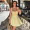 Mingmingxi Yellow A Line Party Dress Lace Up Back Hollow Out Summer Dress Elegant Women Holiday Dre 6