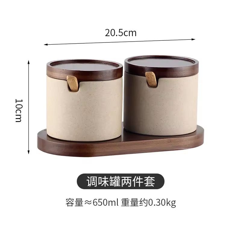 Japanese Style Ceramic Seasoning Jar Set Pottery Salt And Sugar Container Kitchen Condiment Storage 10