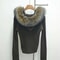 Military Green Oversized Fur Collar Jacket With Hooded Zip Knit Sweater Coat For Women 2